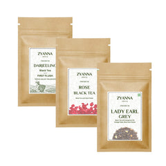 Darjeeling Tea + Rose Black Tea + Lady Earl Grey (100g X 3) - ZYANNA® India - zyanna.com