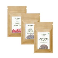 Rose Black Tea + Cream Earl Grey + Lady Earl Grey (100g x 3) - ZYANNA® India - zyanna.com