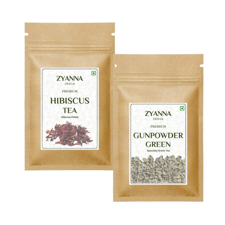 Hibiscus Tea & Gunpowder Green Tea (100g x 2) - ZYANNA® India - zyanna.com