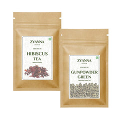 Hibiscus Tea & Gunpowder Green Tea (100g x 2) - ZYANNA® India - zyanna.com