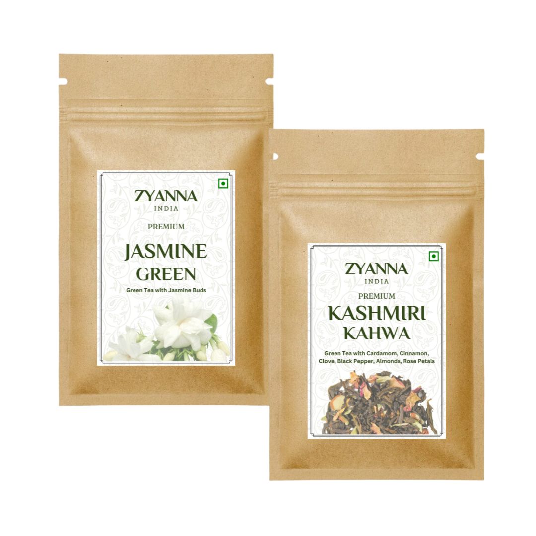Jasmine Tea & Kashmiri Kahwa (100g x 2) - ZYANNA® India - zyanna.com