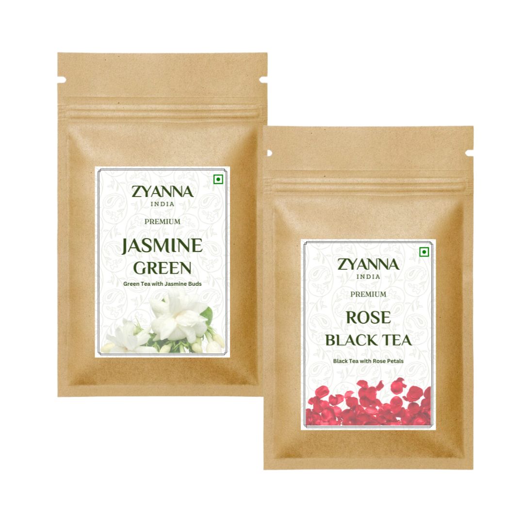 Jasmine Tea & Rose Black Tea (100g x 2) - ZYANNA® India - zyanna.com