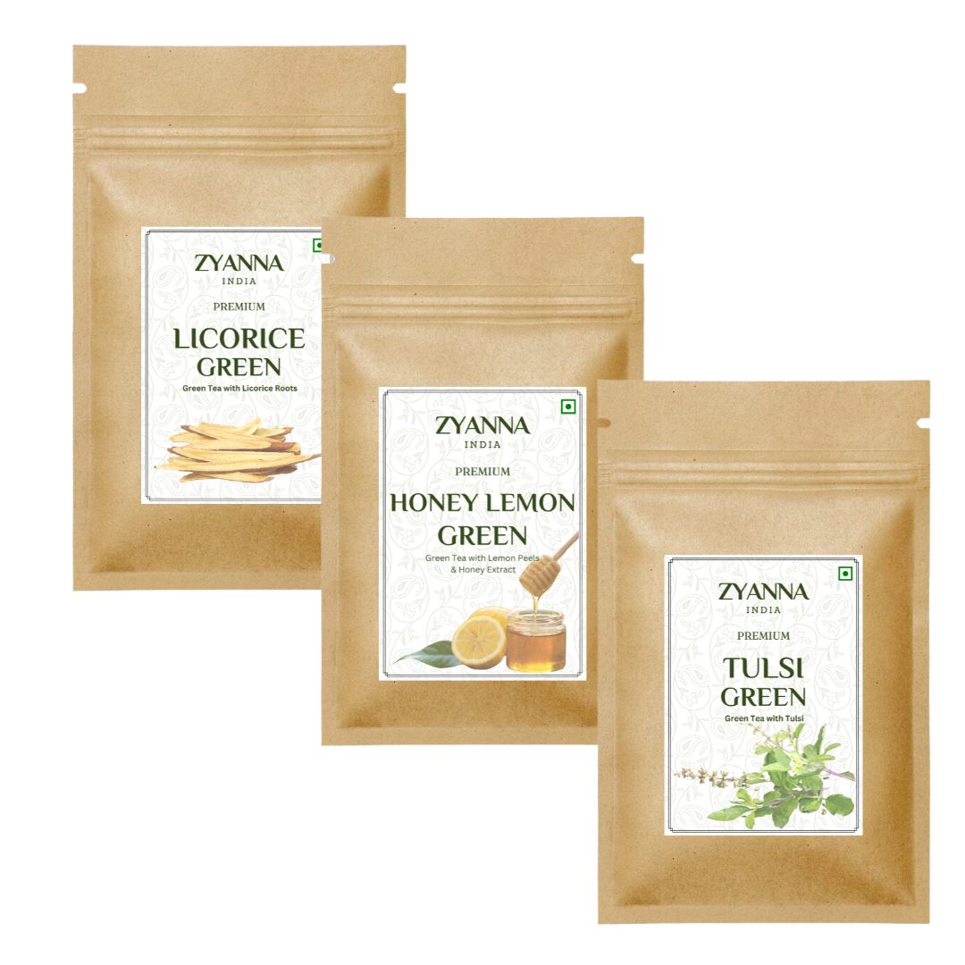 Licorice Green + Tulsi Green + Honey Lemon Green (100g x 3) - ZYANNA® India - zyanna.com