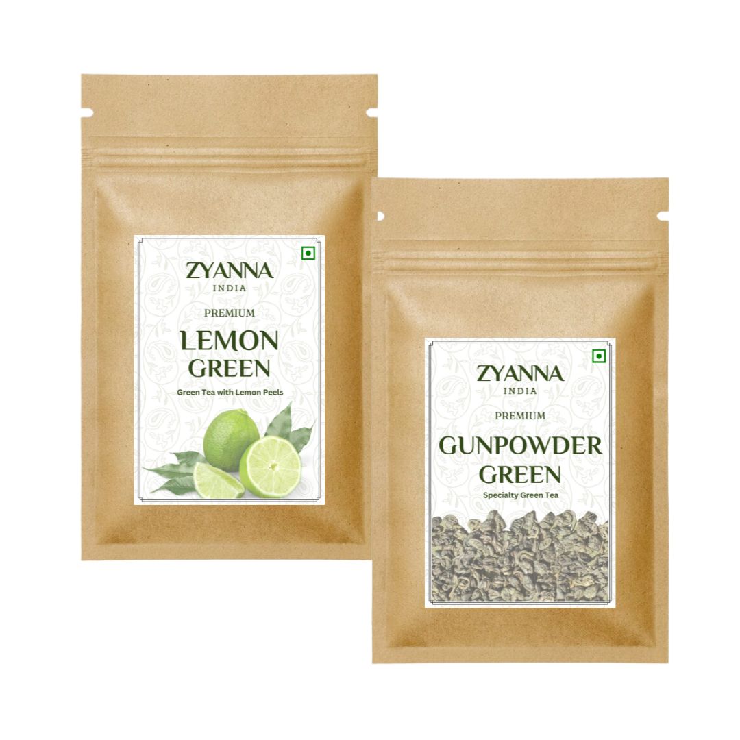 Lemon Green Tea & Gunpowder Green Tea (100g x 2) - ZYANNA® India - zyanna.com