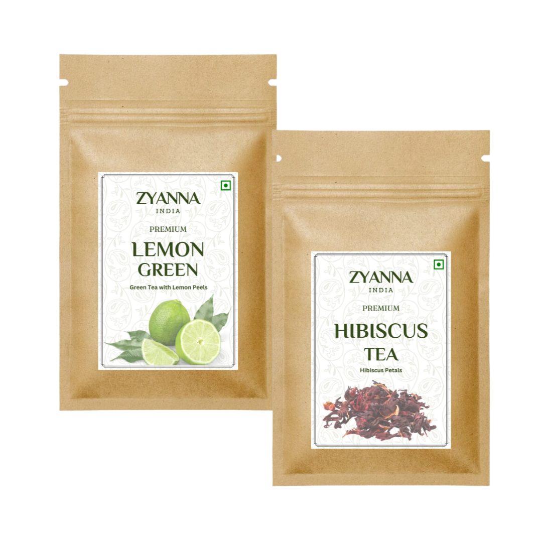 Lemon Green Tea & Hibiscus Tea (100g x 2) - ZYANNA® India - zyanna.com