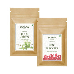 Tulsi Green Tea & Rose Black Tea (100g x 2) - ZYANNA® India - zyanna.com