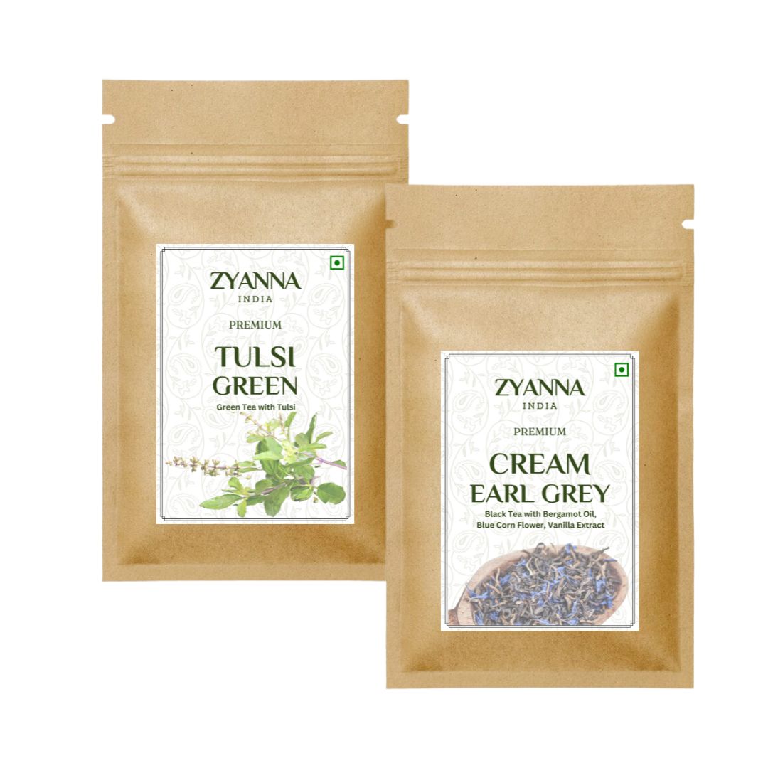 Tulsi Green Tea & Cream Earl Grey (100g x 2) - ZYANNA® India - zyanna.com
