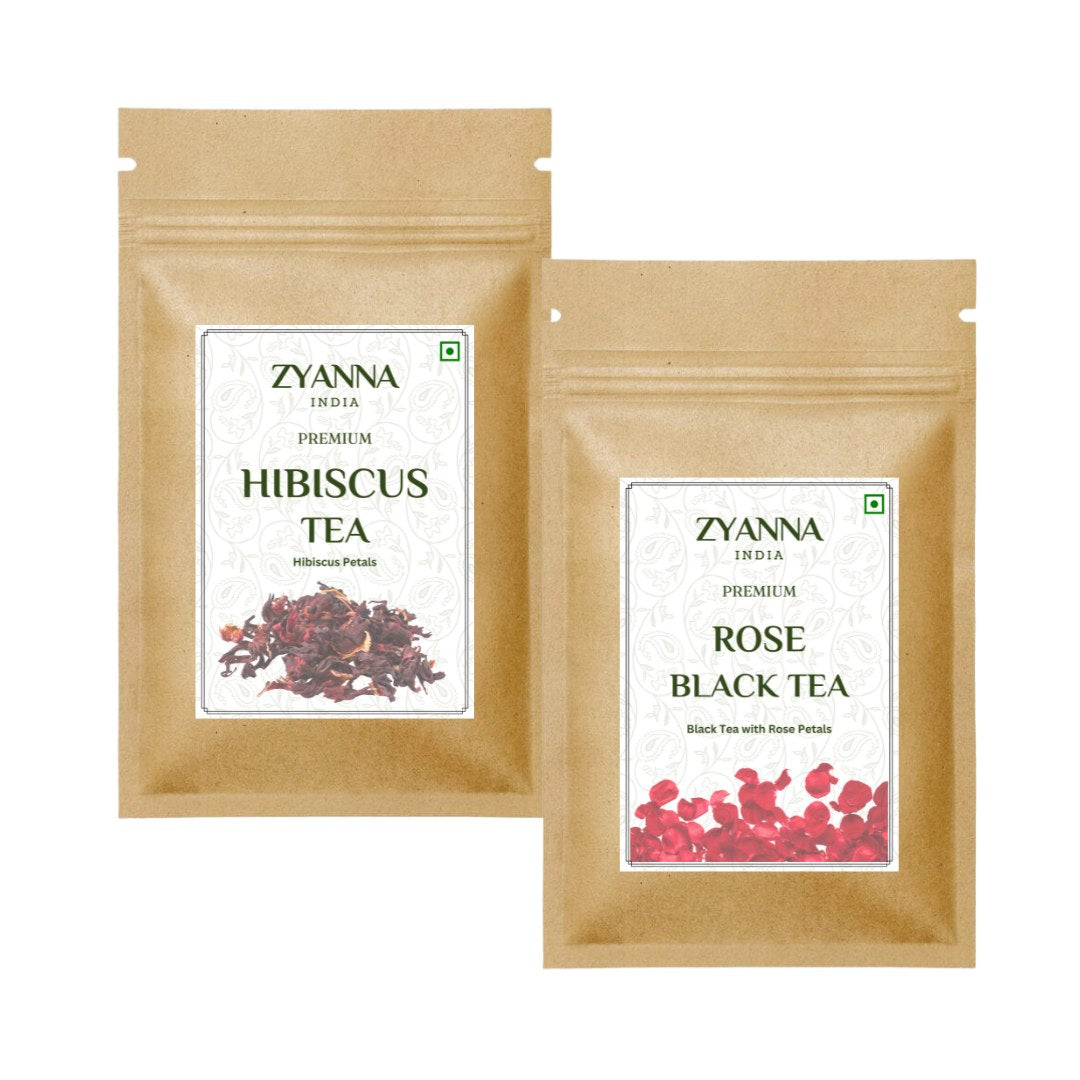 Rose Black Tea & Hibiscus Tea (100g x 2) - ZYANNA® India - zyanna.com