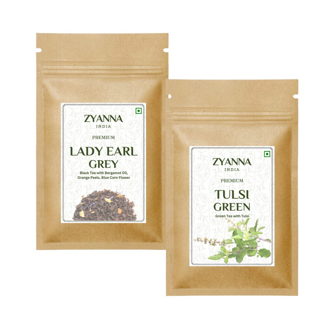 Lady Earl Grey & Tulsi Green Tea (100g x 2) - ZYANNA® India - zyanna.com
